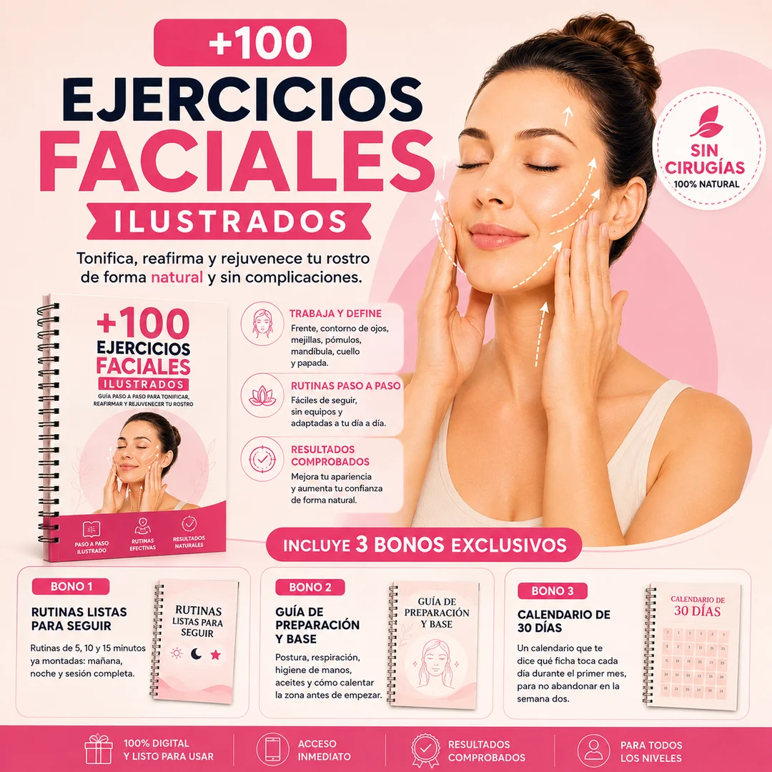 +100 Ejercicios Faciales Ilustrados con los 3 bonos incluidos